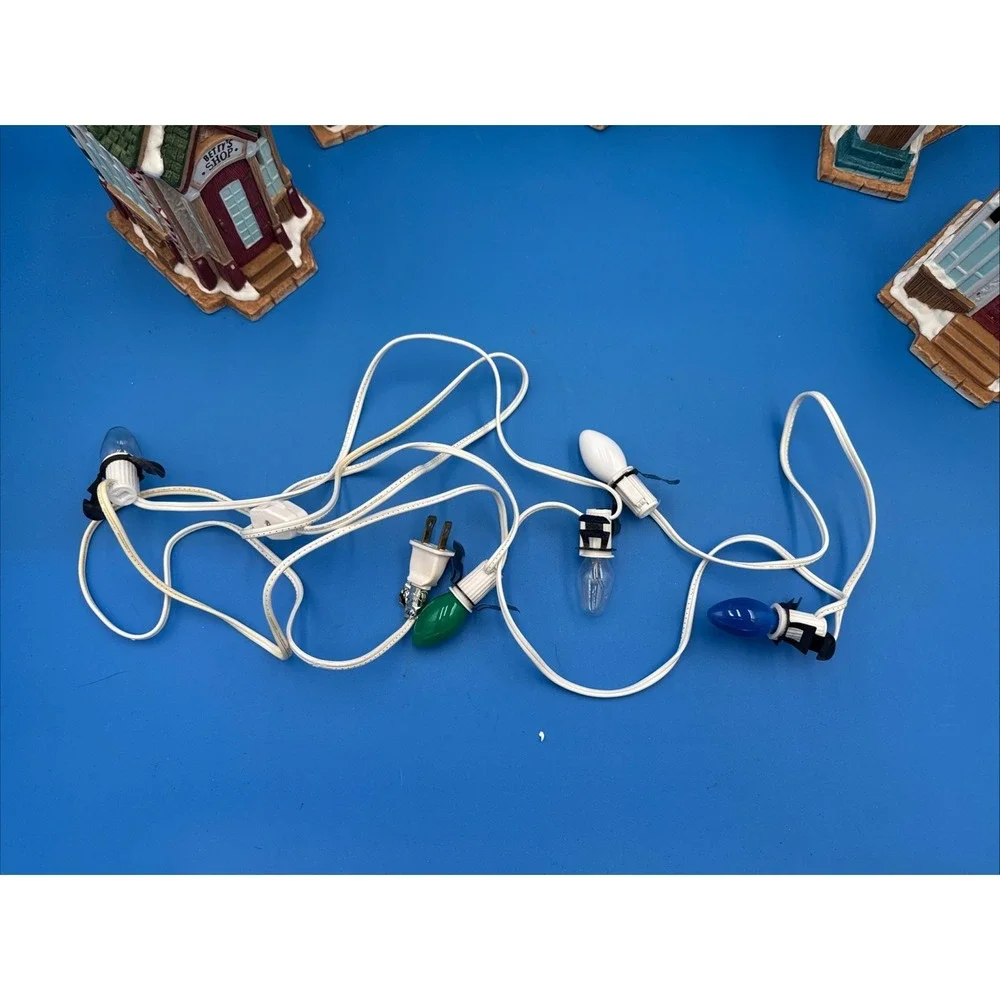 Vintage 1990's Mercuries Christmas Village -set Of 5 Stores w/ Light Cord